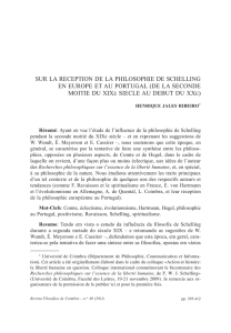 sur la reception de la philosophie de schelling en europe et au