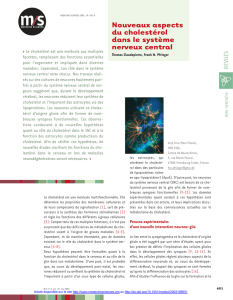 Nouveaux aspects du cholest&eacute;rol dans le syst&egrave;me nerveux central
