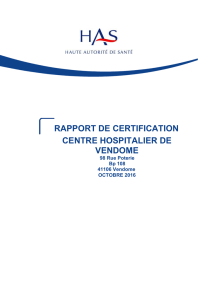 CENTRE HOSPITALIER DE VENDOME RAPPORT DE