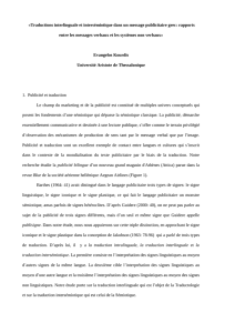 «Traduction interlinguale et intersémiotique dans un message