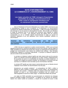 note d`information le commerce et l`environnement à l`omc