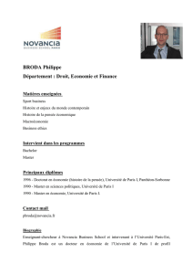 BRODA Philippe Département : Droit, Economie et Finance
