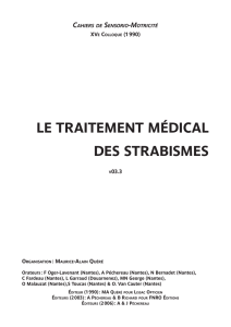 LE TRAITEMENT MÉDICAL DES STRABISMES