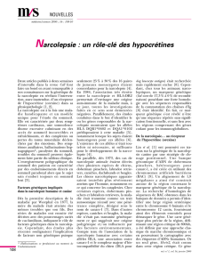 Narcolepsie : un rôle-clé des hypocrétines - iPubli