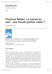 Florence Weber, Le travail au noir _ une fraude parfois vitale ?