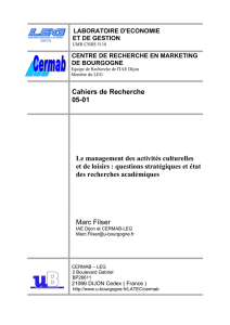 Cahiers de Recherche 05-01 Le management des activités