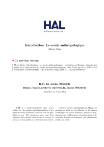 Introduction: Le savoir anthropologique - Hal-SHS