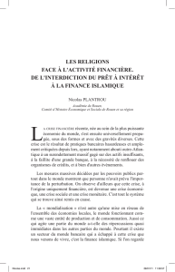 les religions face à l`activité financière. de l`interdiction du prêt à