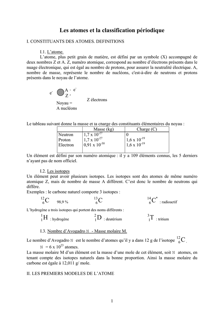 Polycopie Du Cours J Delaire Classification Periodique