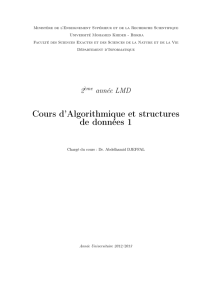 Cours d`Algorithmique et structures de données 1