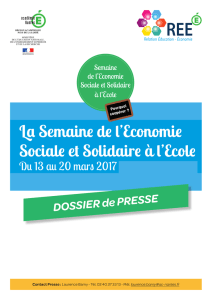 La Semaine de l`Economie Sociale et Solidaire à l`Ecole La