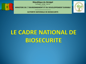 le cadre national de biosecurite et les initiatives sous