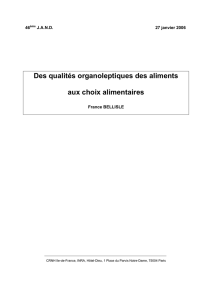 Des qualités organoleptiques des aliments aux choix alimentaires