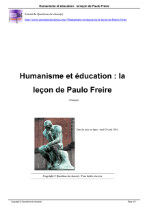 Humanisme et éducation : la leçon de Paulo Freire