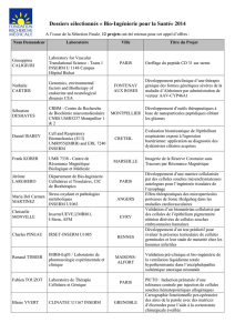 Dossiers sélectionnés « Bio-Ingénierie pour la Santé» 2014