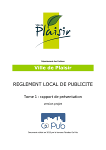 Ville de Plaisir REGLEMENT LOCAL DE PUBLICITE