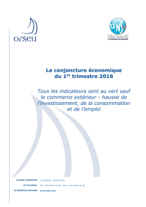 La conjoncture économique du 1er trimestre 2016