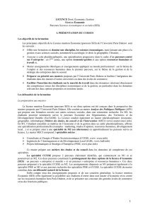 LICENCE Droit, Économie, Gestion Mention Économie Parcours