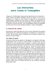 Les interactions entre l`océan et l`atmosphère