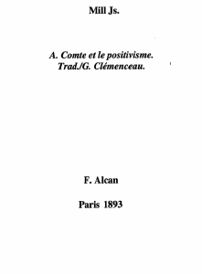 Mill, John Stuart (1806-1873). Auguste Comte et le positivisme (5e