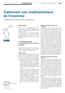 Traitement non médicamenteux de l`insomnie