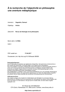 À la recherche de l`objectivité en philosophie une - E