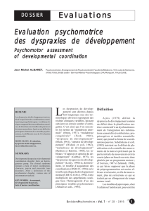 Evaluation psychomotrice des dyspraxies de développement