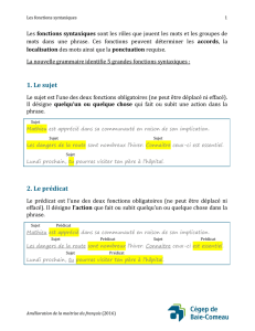 Les fonctions syntaxiques - Cégep de Baie