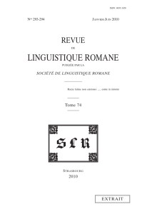 linguistique romane - Presses de l`université Paris
