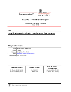 Applications des diodes : résistance dynamique Laboratoire 2