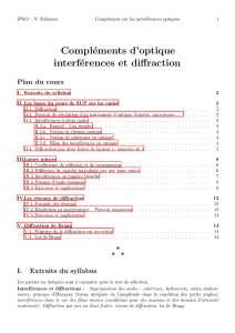 Compléments d`optique interférences et diffraction