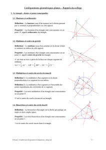 Configurations géométriques planes – Rappels du collège