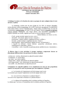 CONTROLE DE GRAMMAIRE N°2 NIVEAU CONFIRMÉ Samedi 3