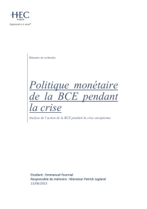 Politique monétaire de la BCE pendant la crise