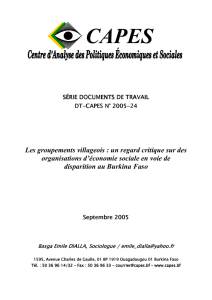 Les groupements villageois - Centre d`Analyse des Politiques