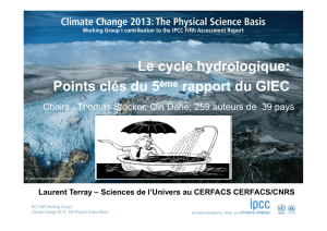 Le cycle hydrologique: Points clés du 5ème rapport du GIEC Le