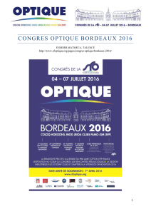 congres optique bordeaux 2016 - La Société Française d`Optique