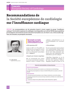 Recommandations de la Société européenne de cardiologie sur l