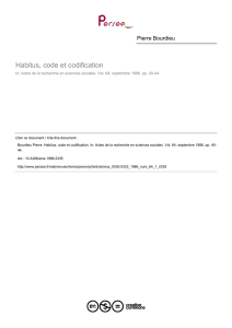Habitus, code et codification