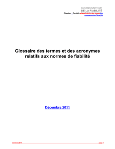 Glossaire des termes et des acronymes relatifs aux normes de fiabilité