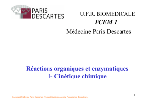 Réactions organiques et enzymatiques I