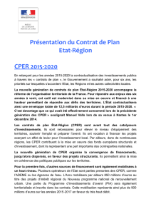 Présentation du Contrat de Plan Etat-Région CPER 2015-2020