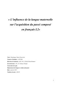 « L`influence de la langue maternelle sur l`acquisition du passé