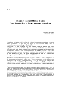 Image et Ressemblance à Dieu dans la création et les naissances