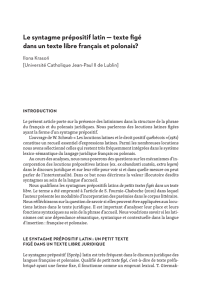 Le syntagme prépositif latin — texte figé dans un texte libre français