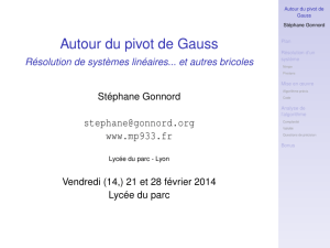 Autour du pivot de Gauss - Résolution de systèmes linéaires... et
