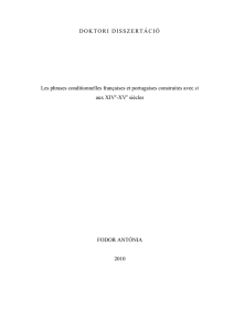 DOKTORI DISSZERTÁCIÓ Les phrases conditionnelles françaises