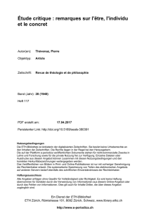 Étude critique : remarques sur l`être, l`individu et le - E