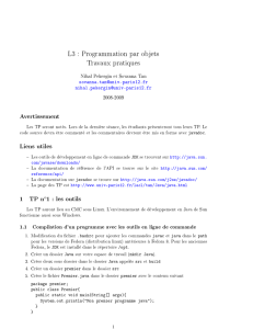 L3 : Programmation par objets Travaux pratiques