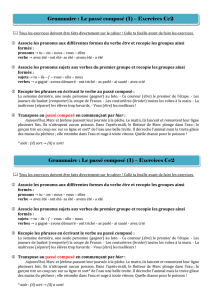 Le passé composé (1) – Exercices Ce2 Grammaire